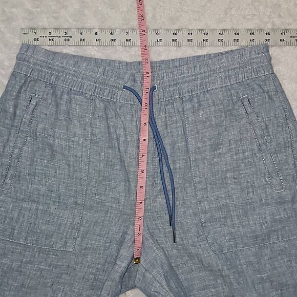Athleta Retreat Linen Jogger Chambray Blue Womens Size 12 Drawstring Waist - Picture 5 of 9